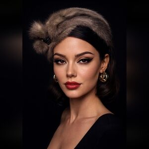 MR JOHN DEMI CHAPEAU VINTAGE MINK FASCINATOR BEIGE